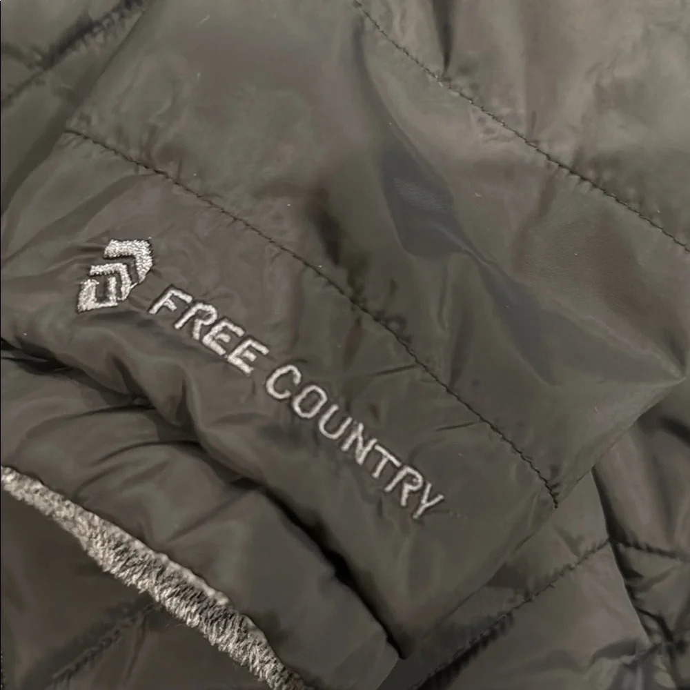 Free Country Black Puffer Jacket with High Collar